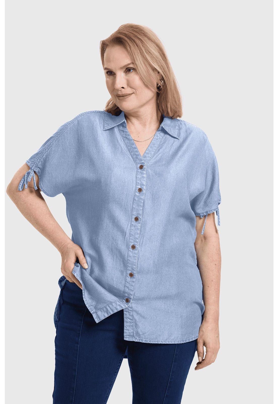 Blusa Mujer Con Ajustador Celeste-1