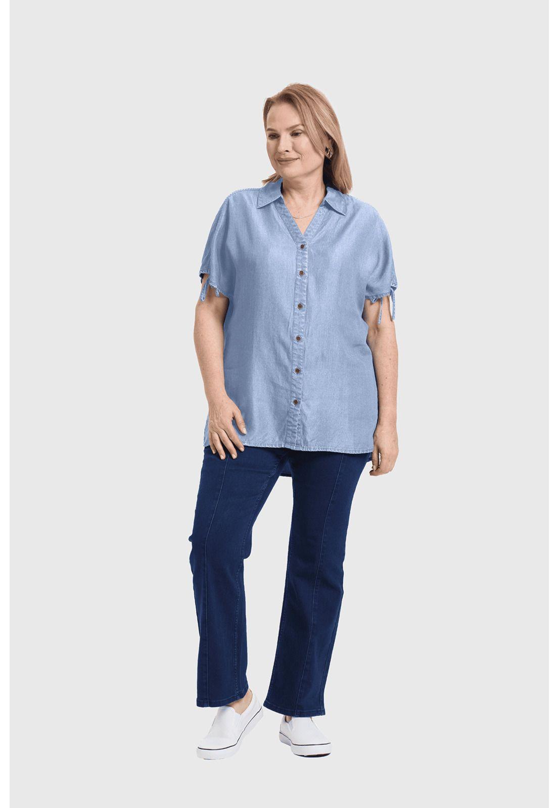 Blusa Mujer Con Ajustador Celeste-3