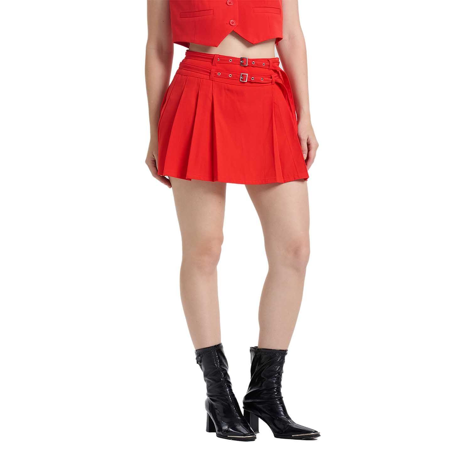 Falda Mujer Sastrera Cinturón Rojo Fashion's Park-0