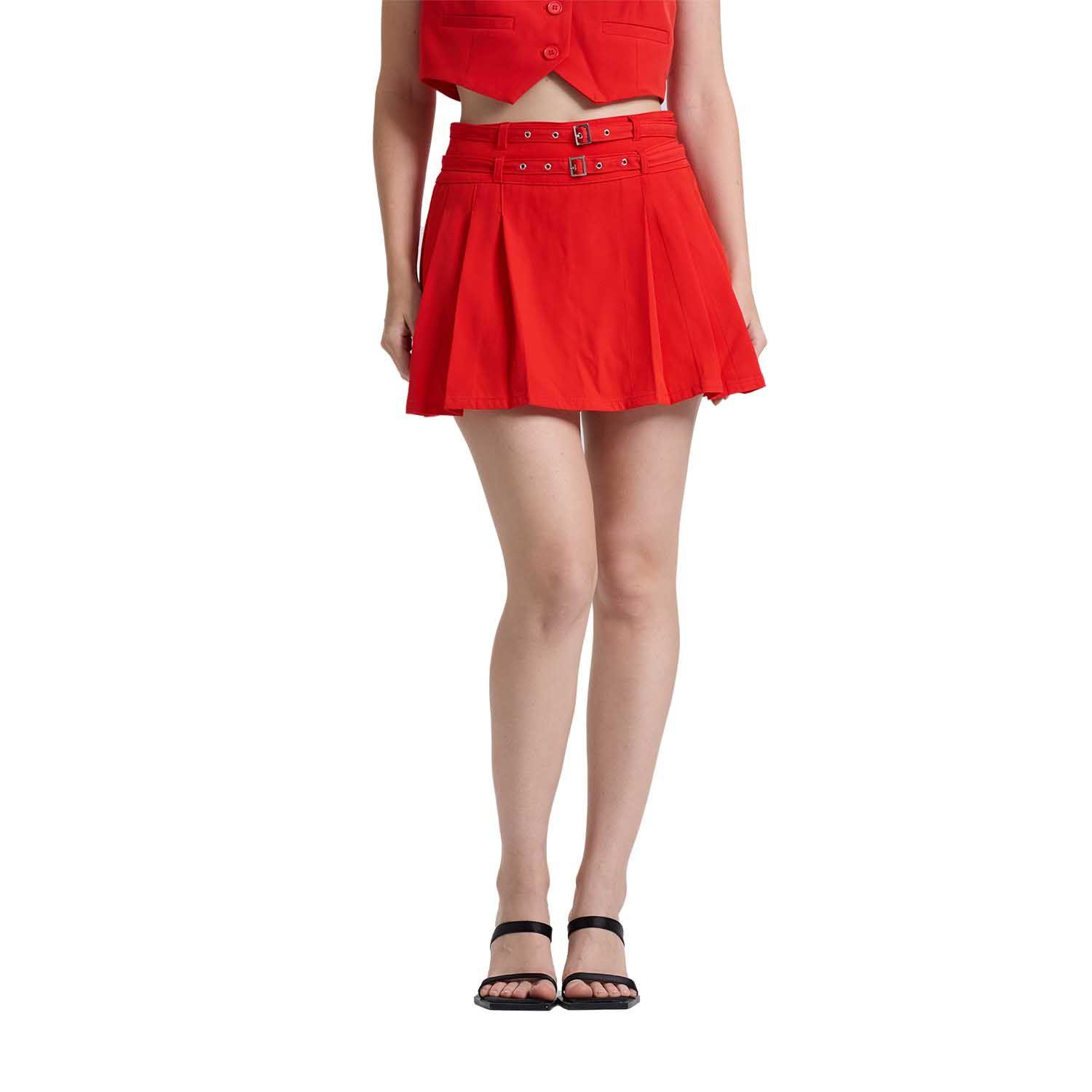 Falda Mujer Sastrera Cinturón Rojo Fashion's Park-1