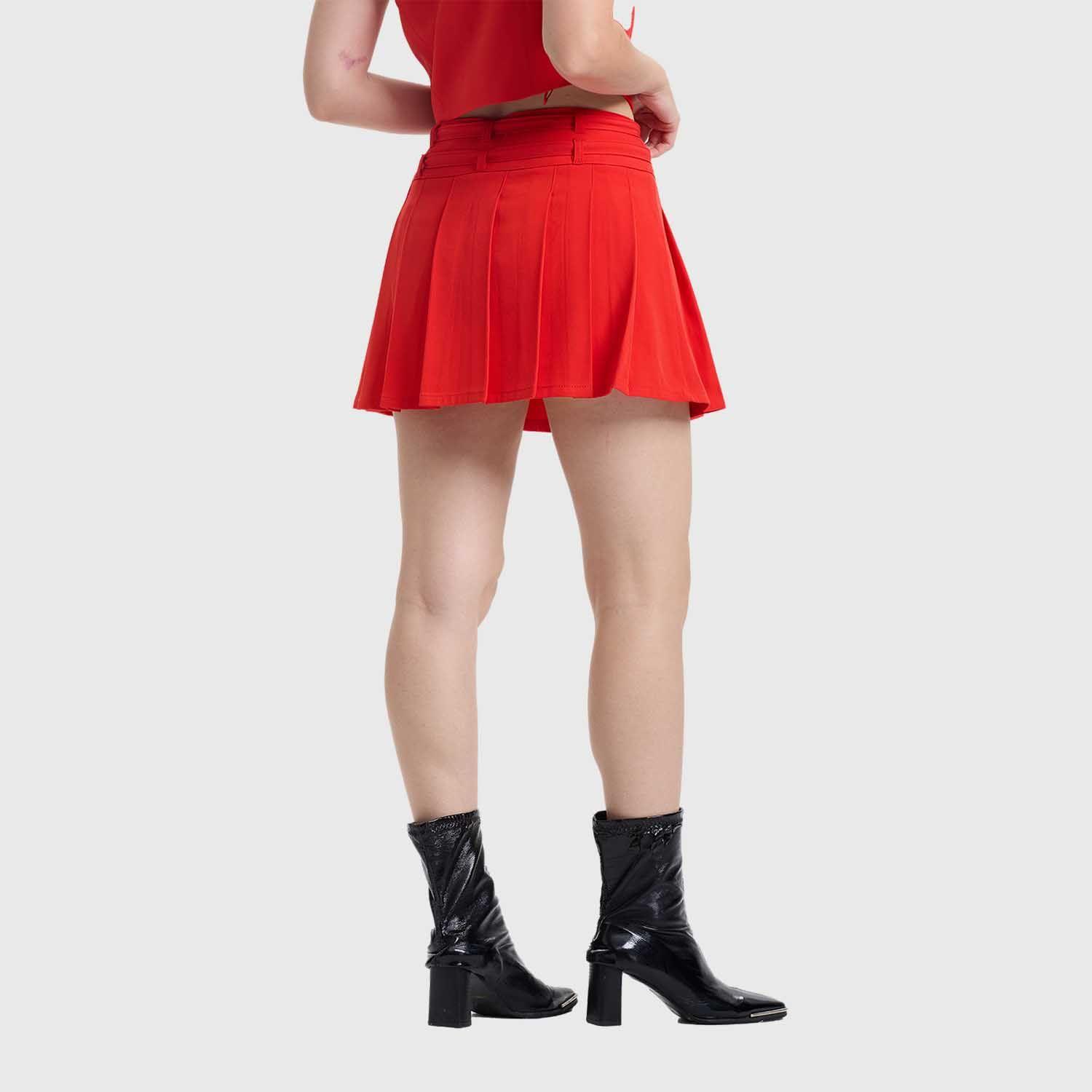 Falda Mujer Sastrera Cinturón Rojo Fashion's Park-4