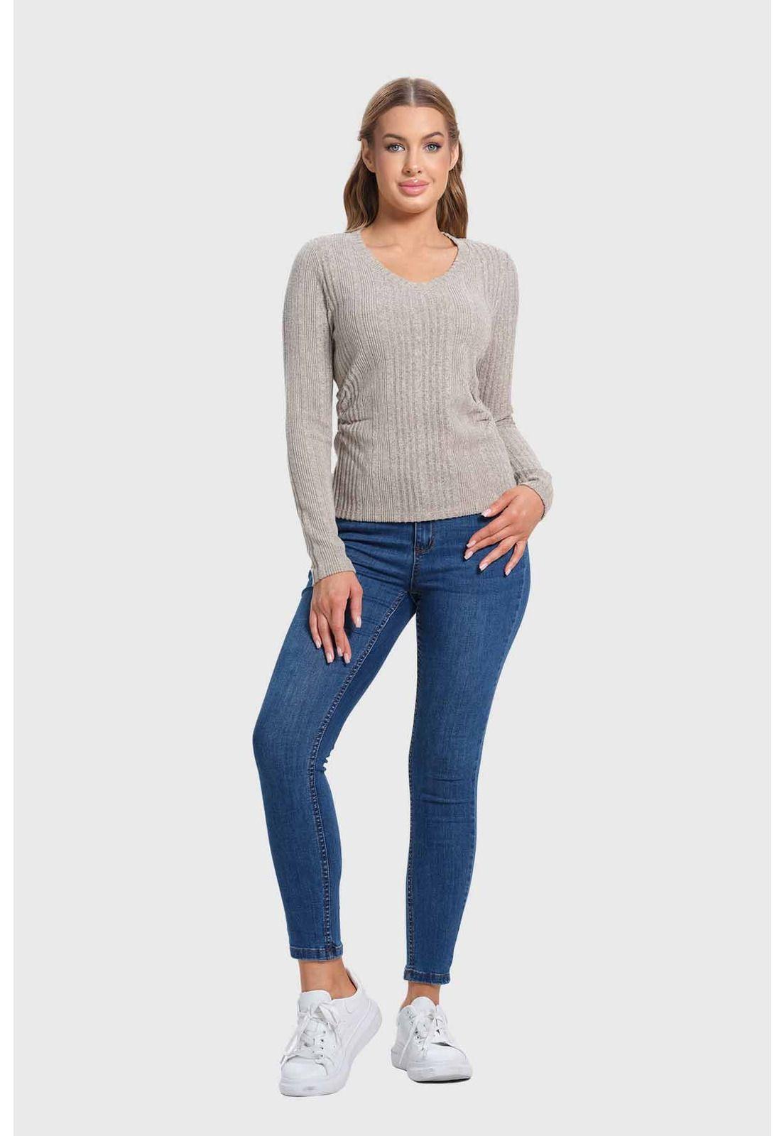 Polera Mujer Rib Camman Beige-3
