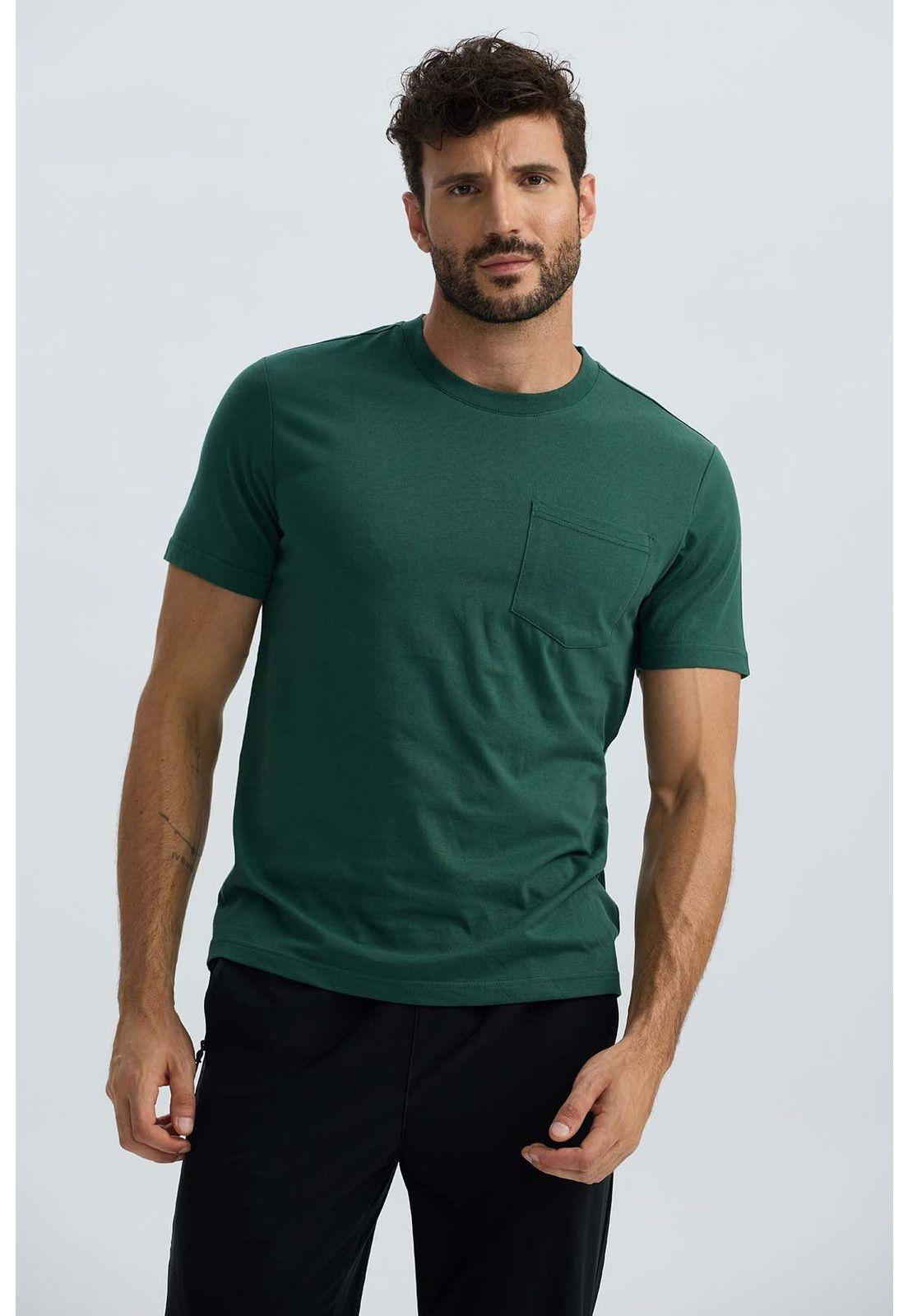 Polera Hombre Básica Con Bolsillo Verde Olivo-0