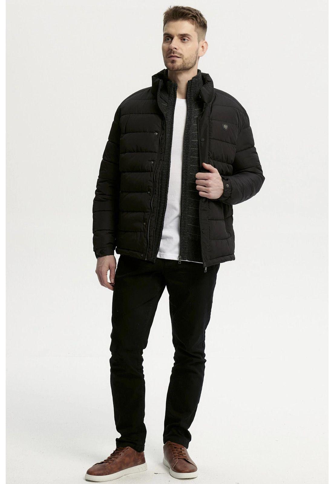 Parka Hombre Slim Negro - XlV-3