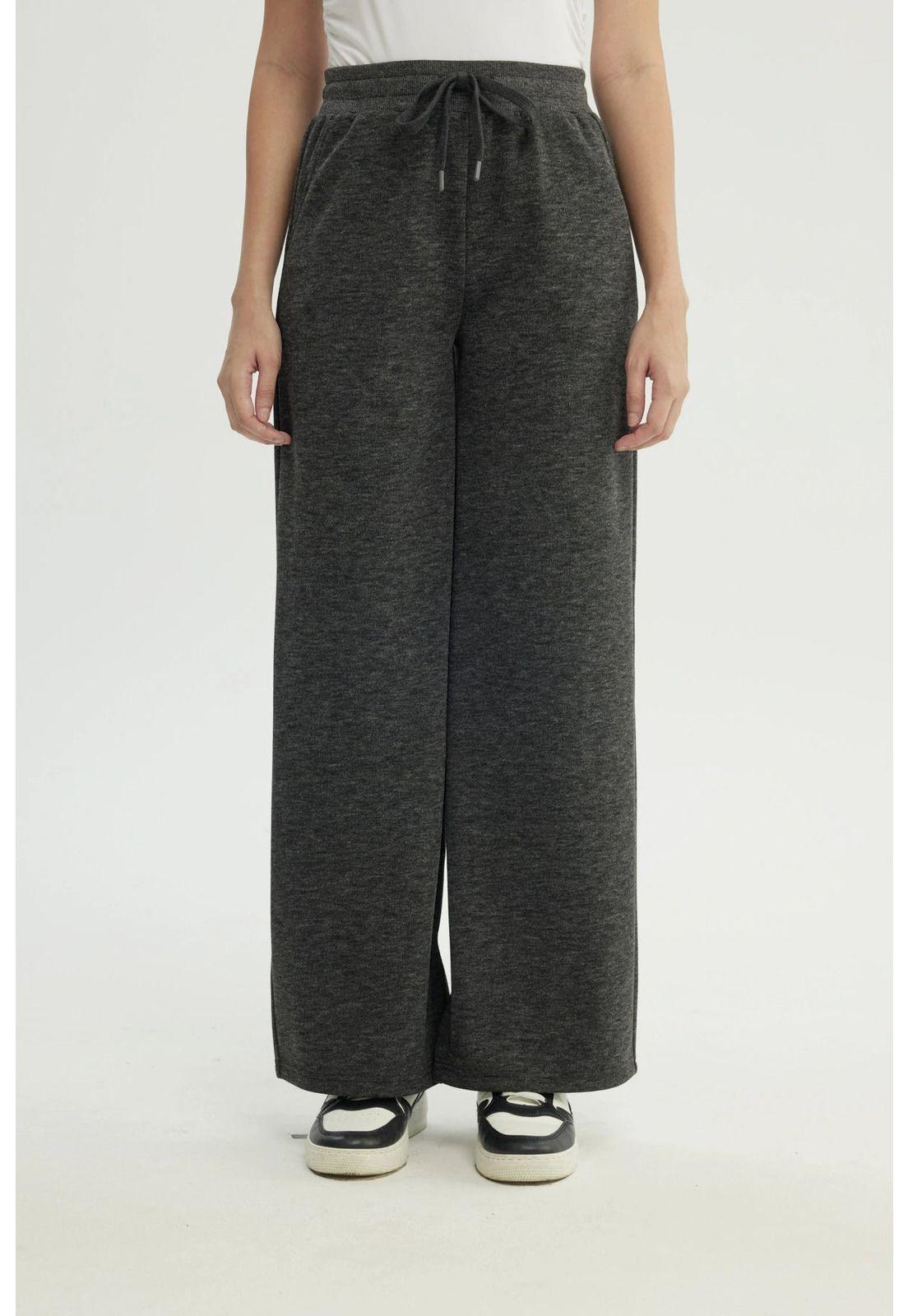 Pantalón Buzo Mujer Wide Leg Gris-0