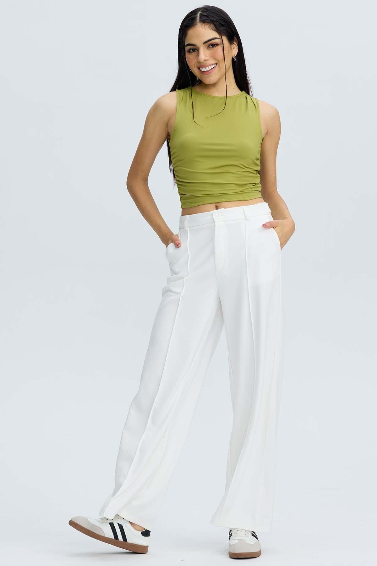 Pantalón Mujer Sastrero Crudo-3