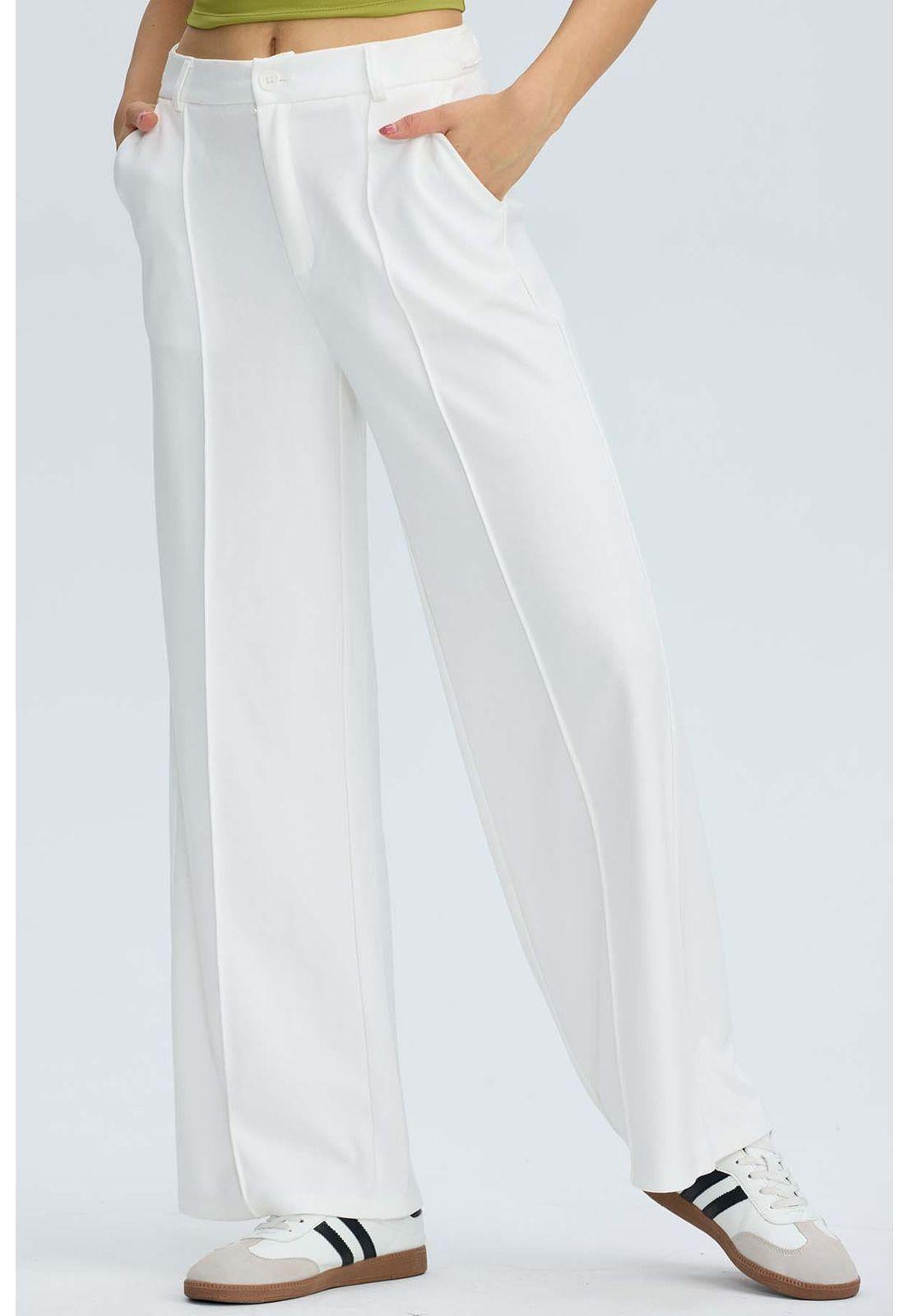 Pantalón Mujer Sastrero Crudo-1