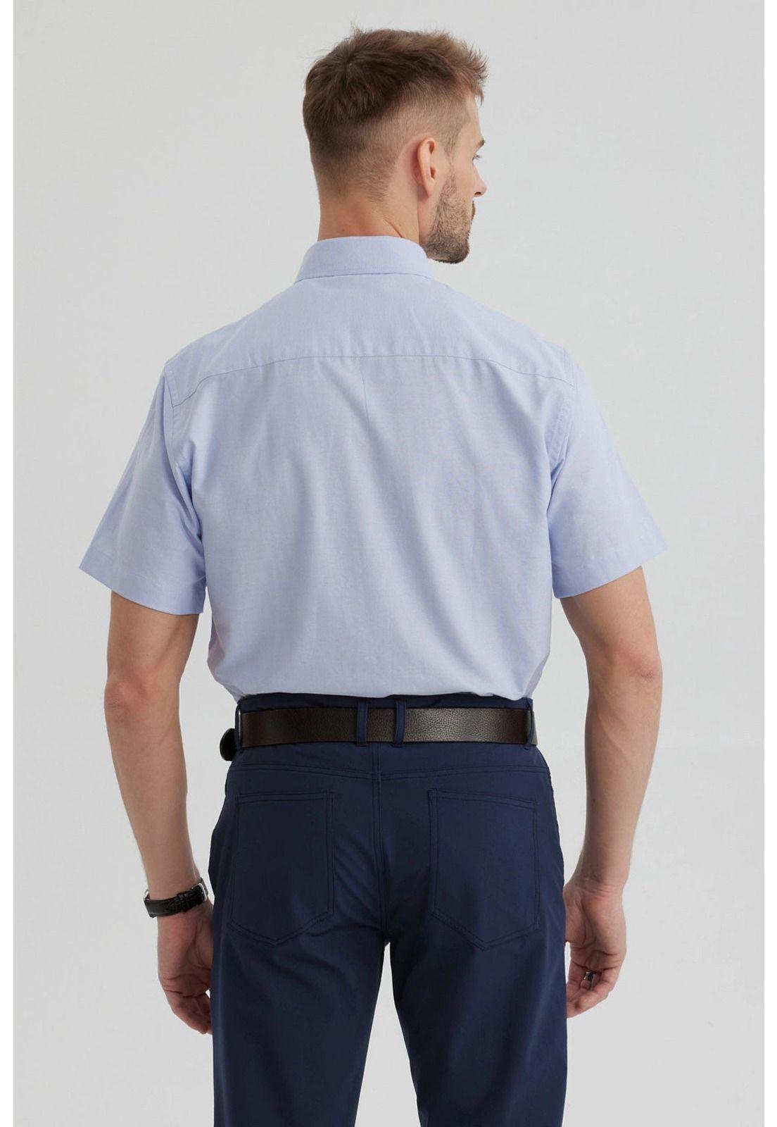 Camisa Hombre Oxford Con Logo Celeste-2