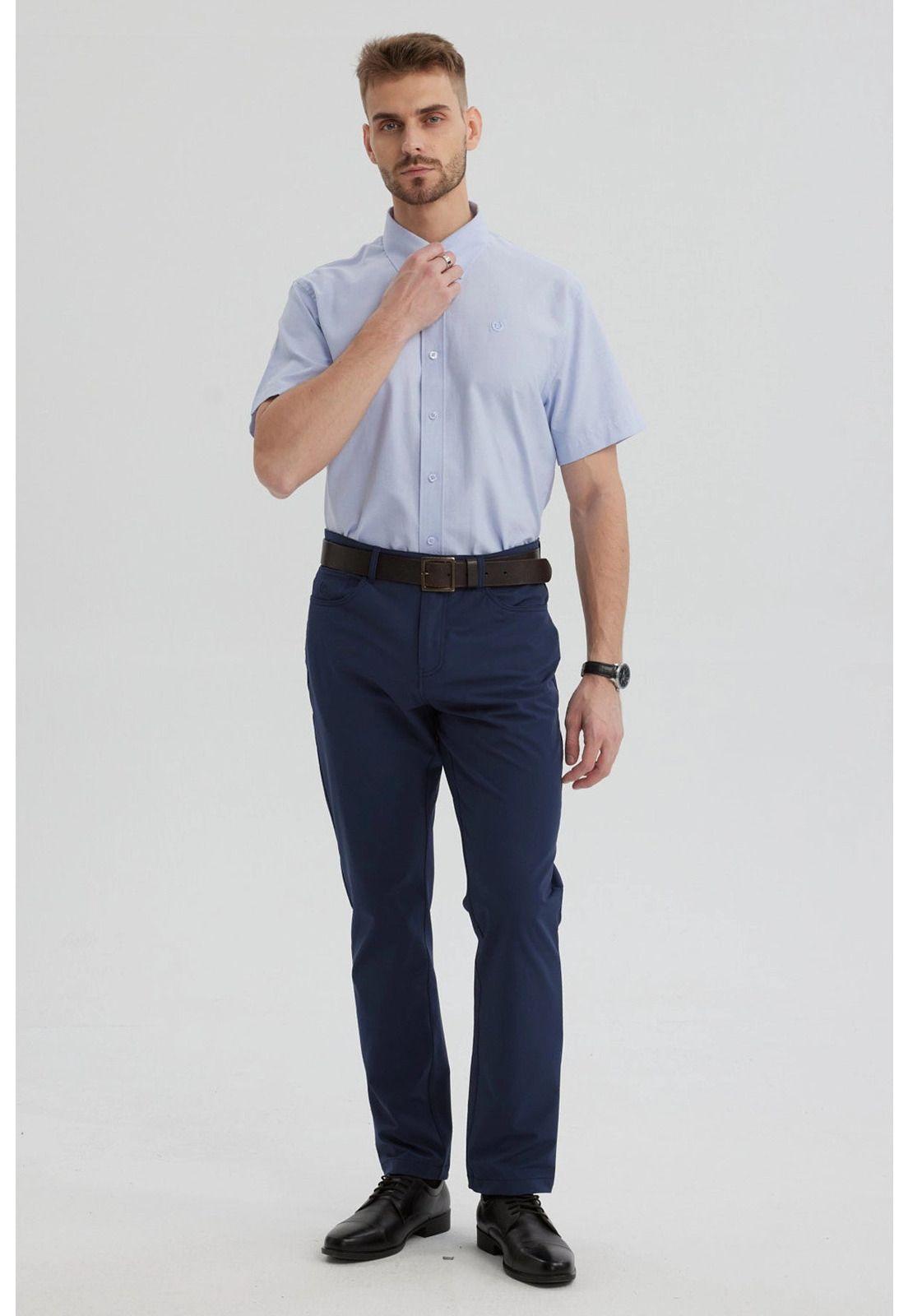 Camisa Hombre Oxford Con Logo Celeste-3