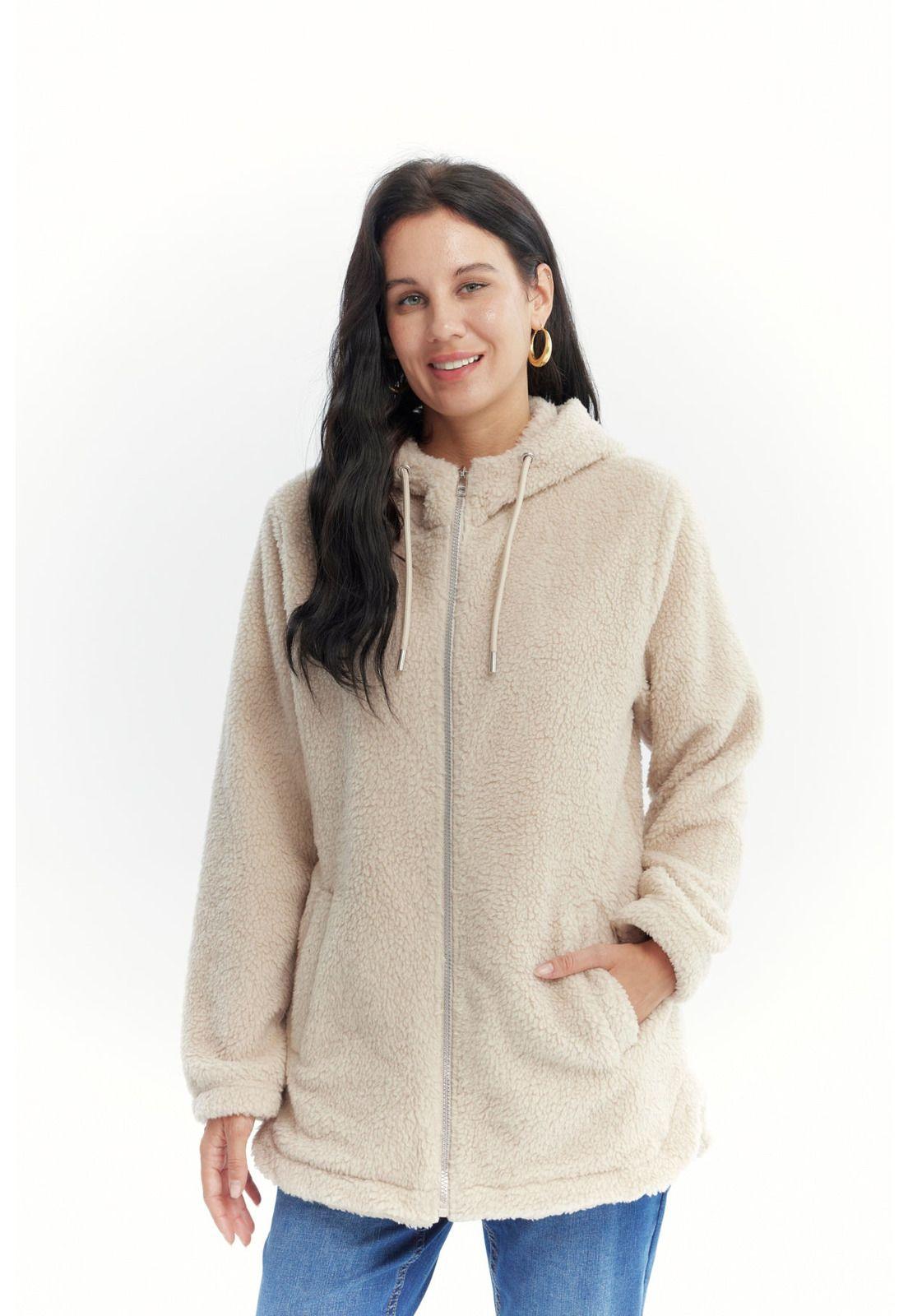 Polar Mujer Con Aplicación Beige-0