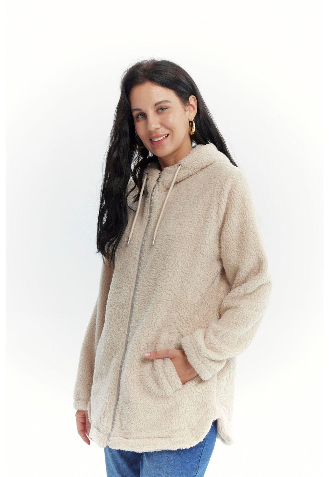 Polar Mujer Con Aplicación Beige-1