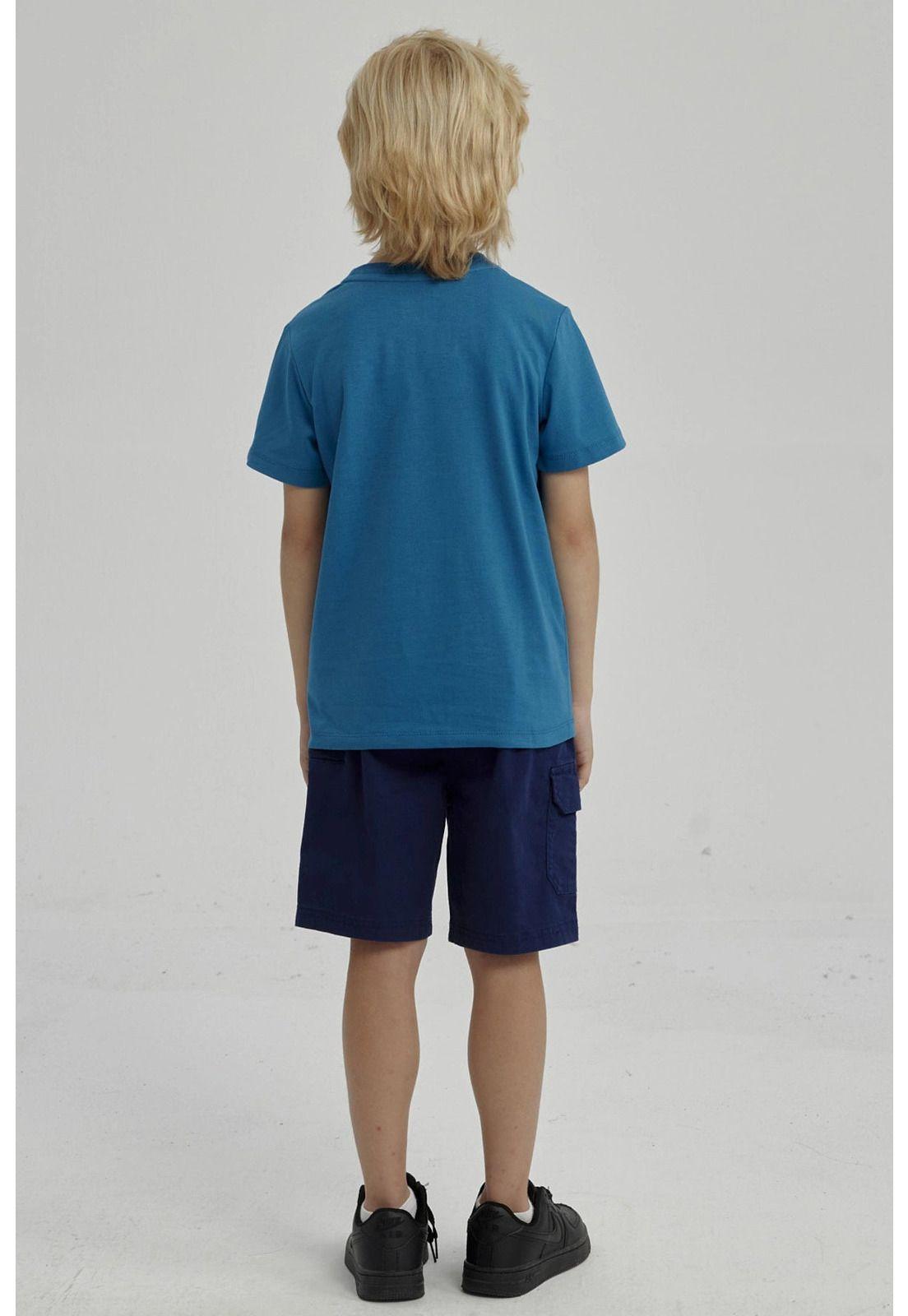 Polera Niño Básica Estampada Petróleo-6