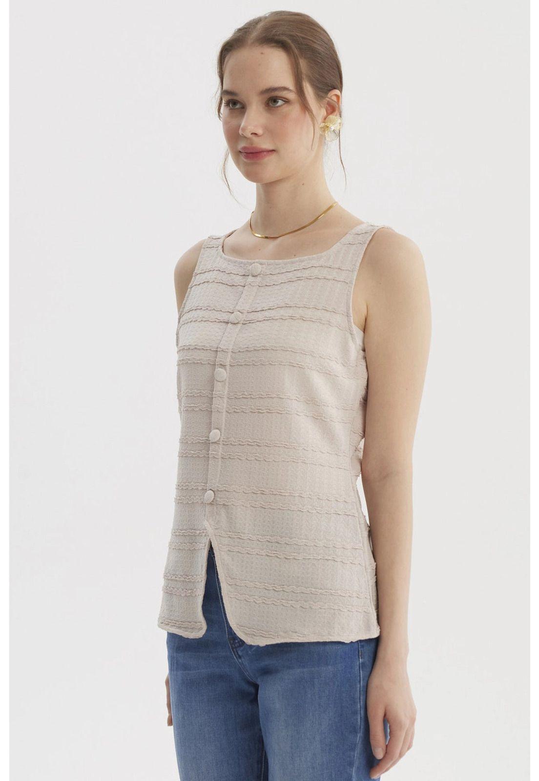 Polera Mujer Cuello Cuadrado Arena-1