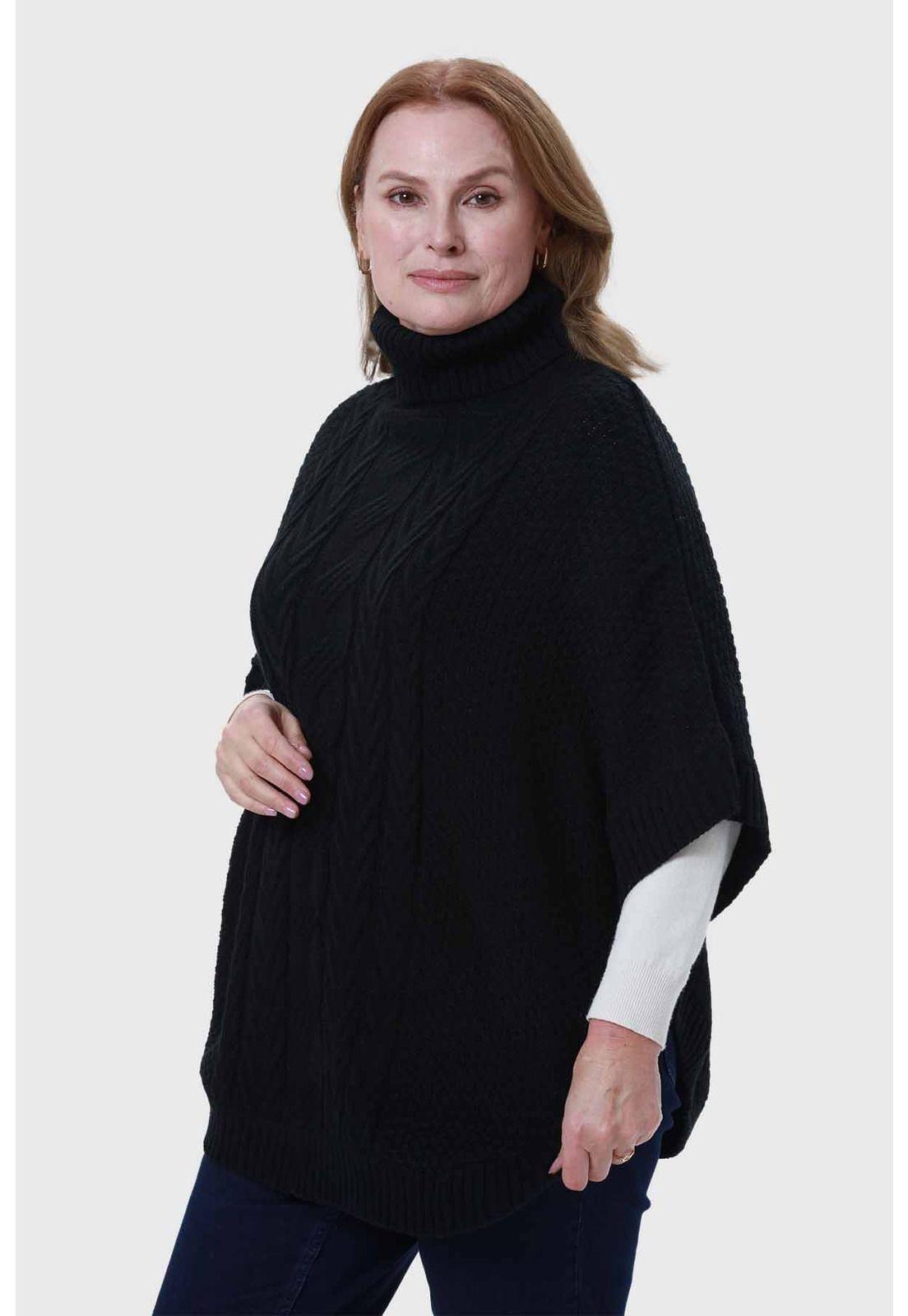 Sweater Mujer Poncho Negro - ll-1