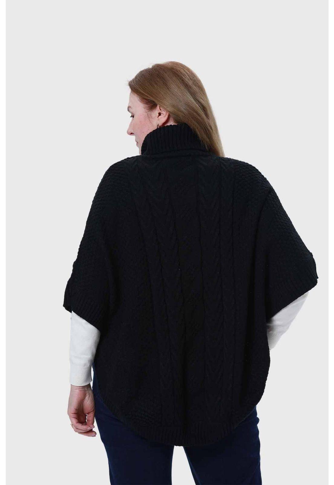 Sweater Mujer Poncho Negro - ll-2