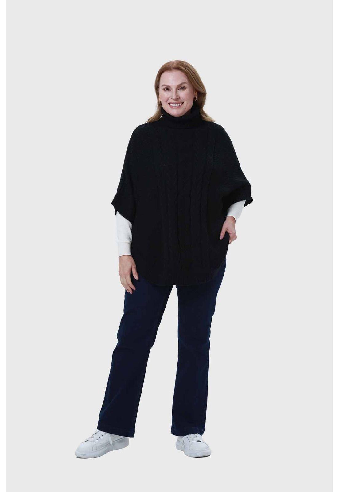 Sweater Mujer Poncho Negro - ll-3