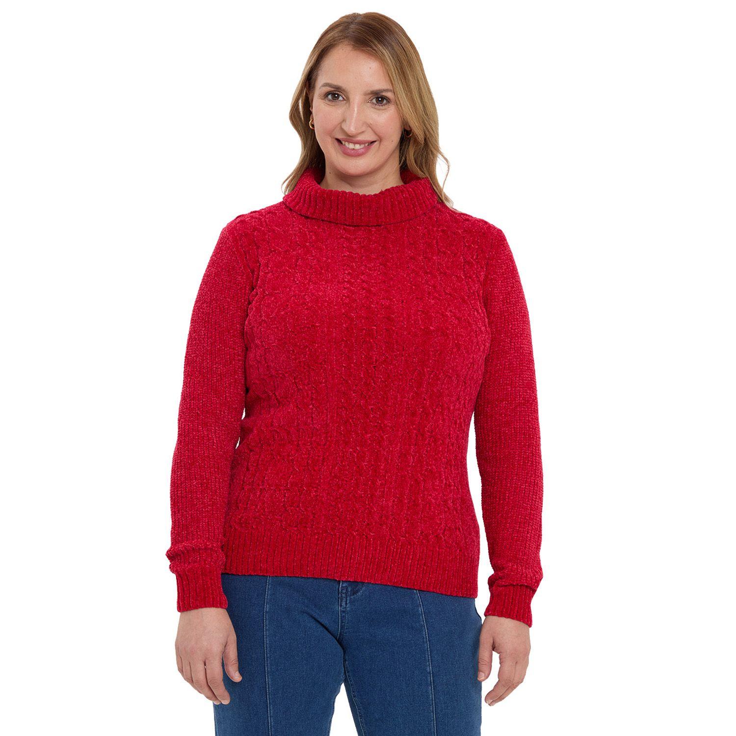 Sweater Mujer Trenzado Rojo-0