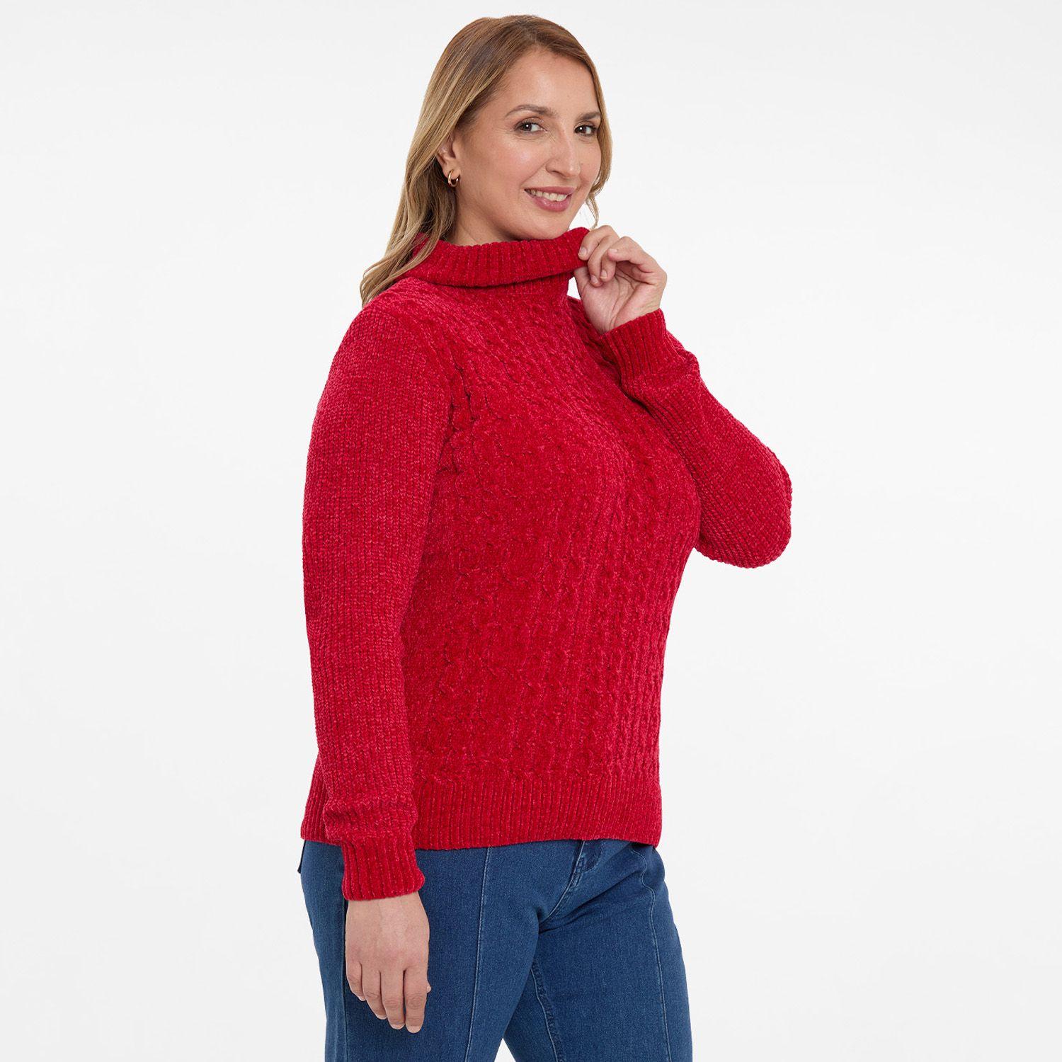 Sweater Mujer Trenzado Rojo-1