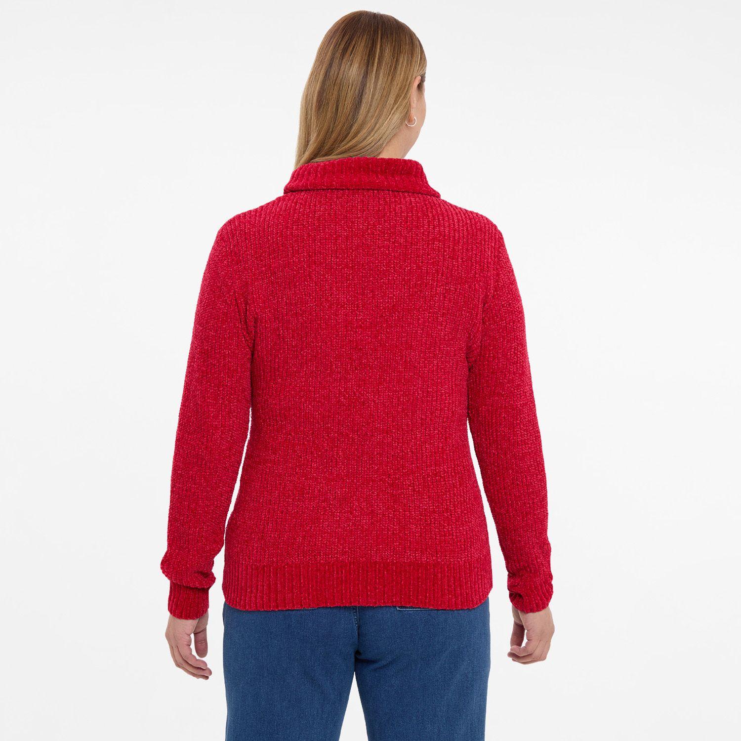 Sweater Mujer Trenzado Rojo-2