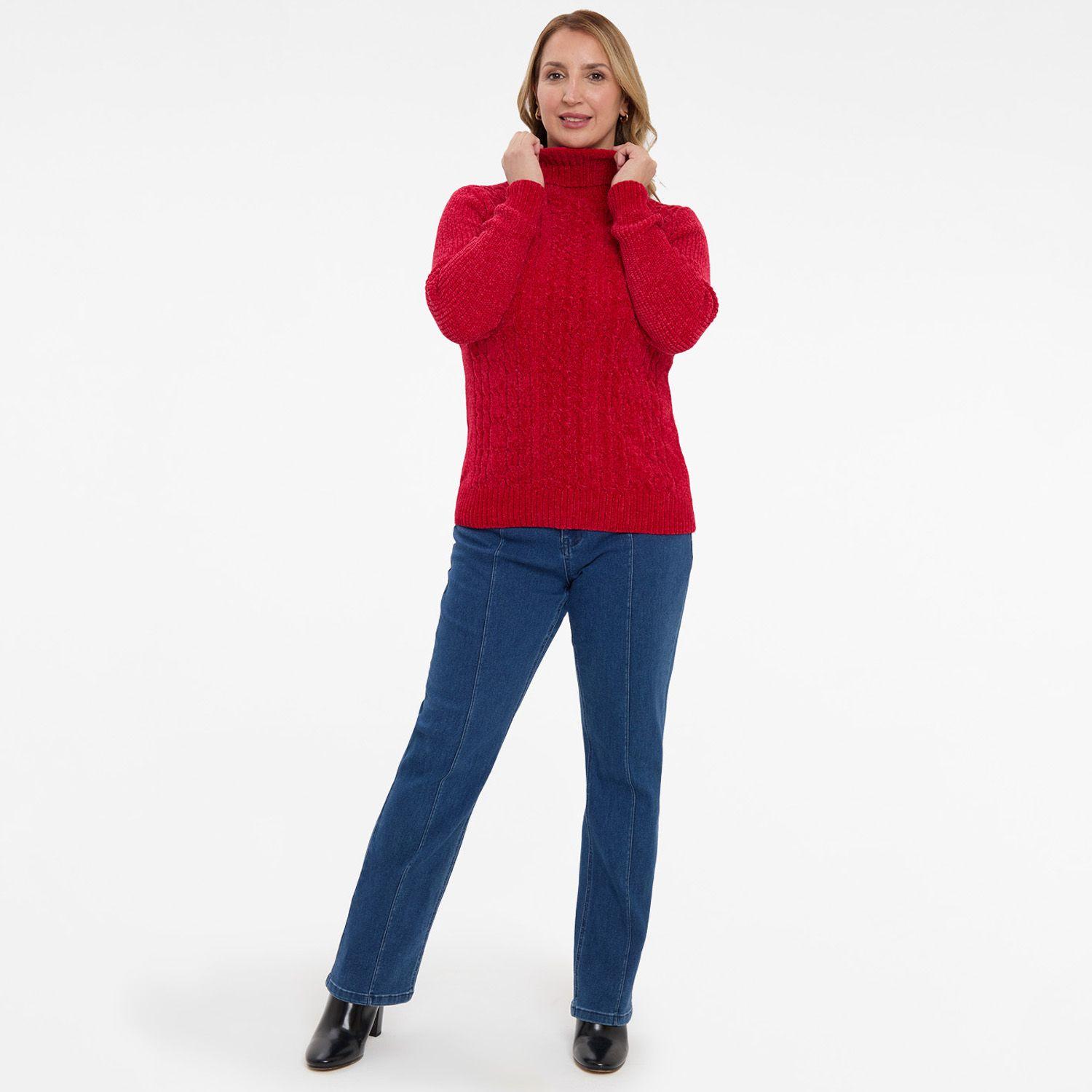 Sweater Mujer Trenzado Rojo-3