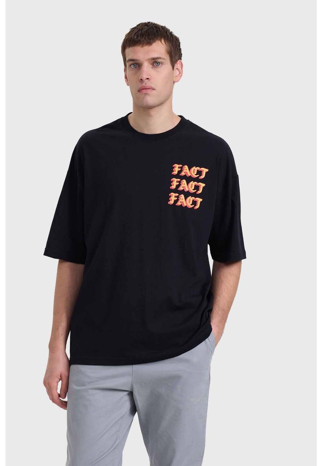 Polera Hombre Doble Print Negro - V-0