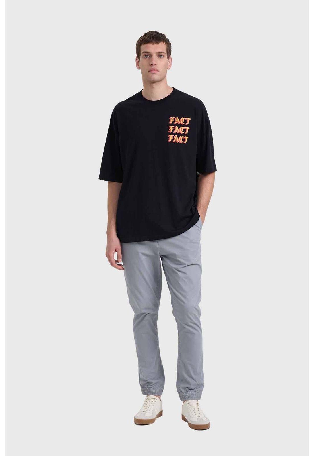 Polera Hombre Doble Print Negro - V-3