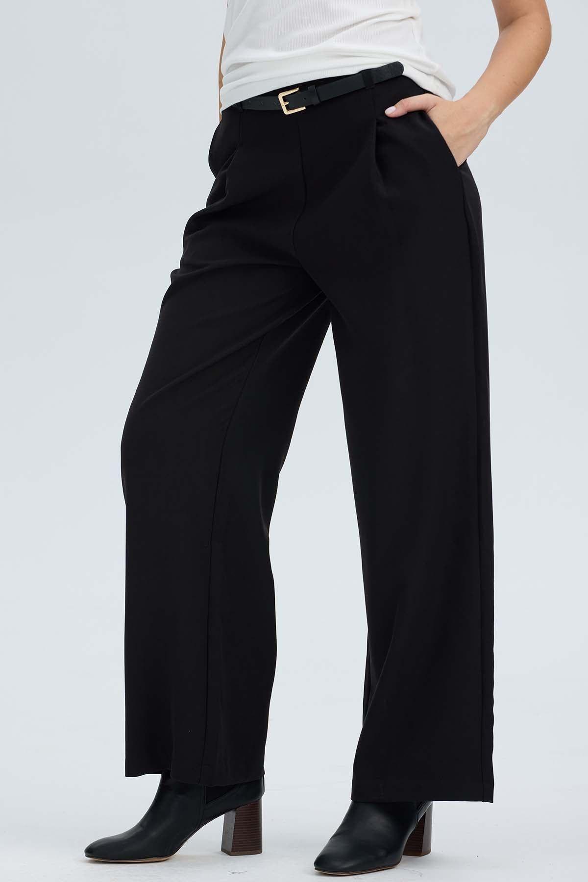 Pantalón Mujer Sastrero Sin Pretina Negro-1