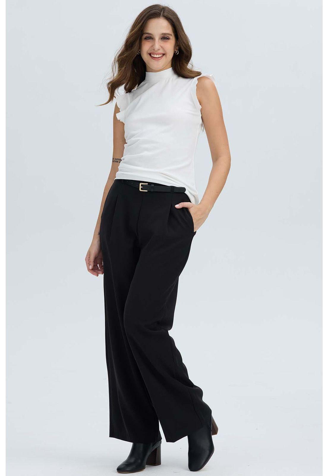 Pantalón Mujer Sastrero Sin Pretina Negro-0