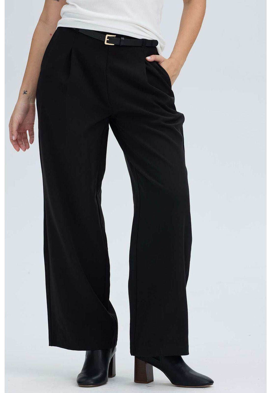 Pantalón Mujer Sastrero Sin Pretina Negro-1