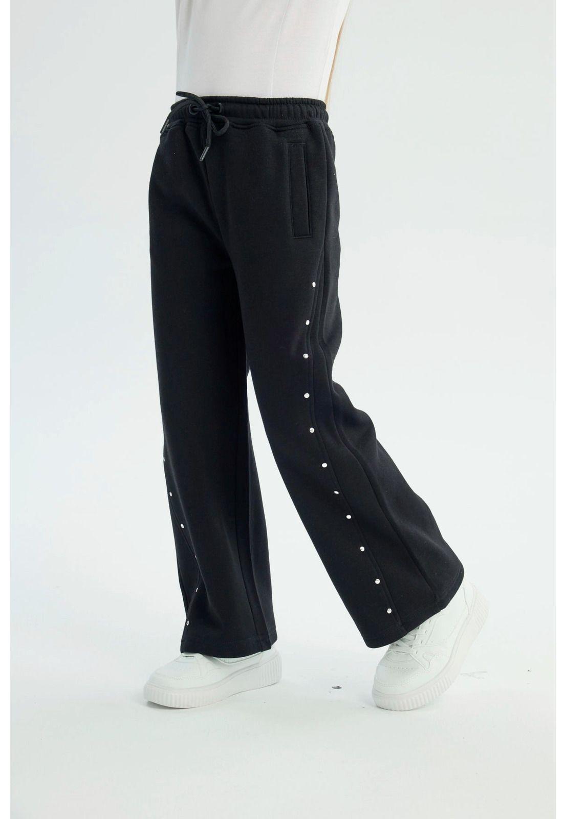 Pantalón Buzo Niña Wide Leg Negro - Vlll-1