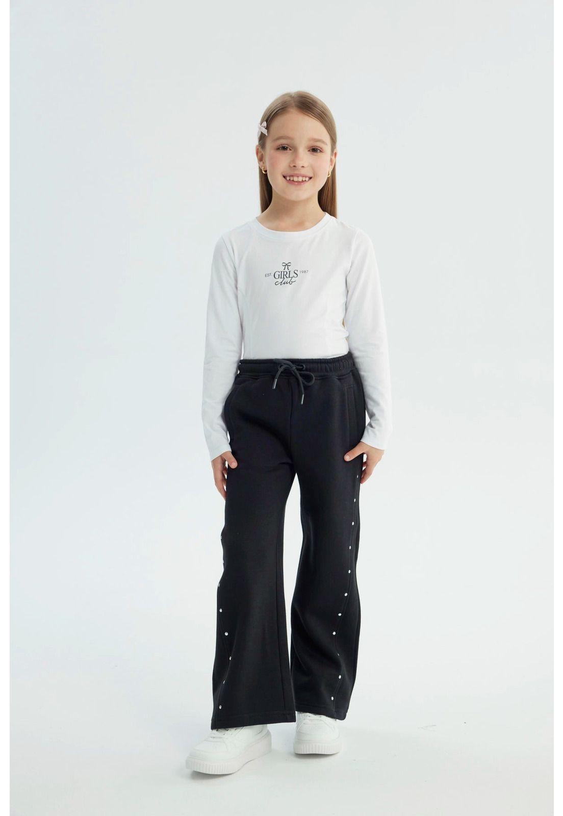 Pantalón Buzo Niña Wide Leg Negro - Vlll-3