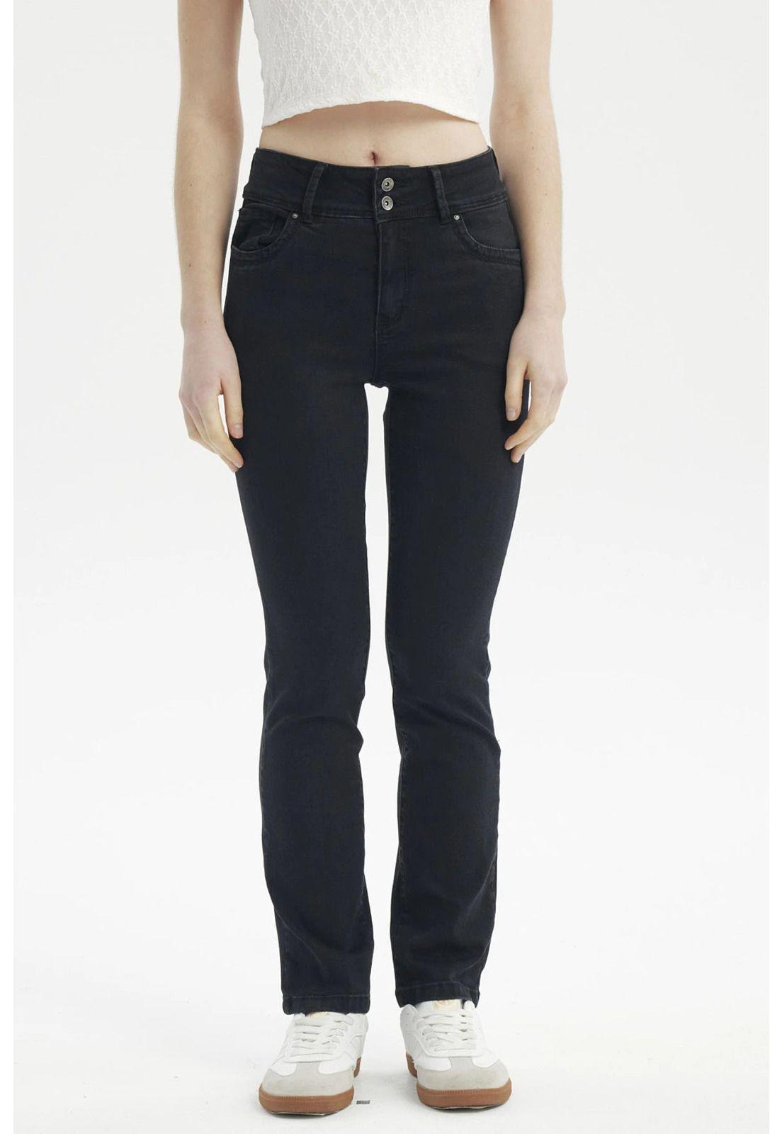 Jeans Mujer Flo Calce Recto Negro - ll-0
