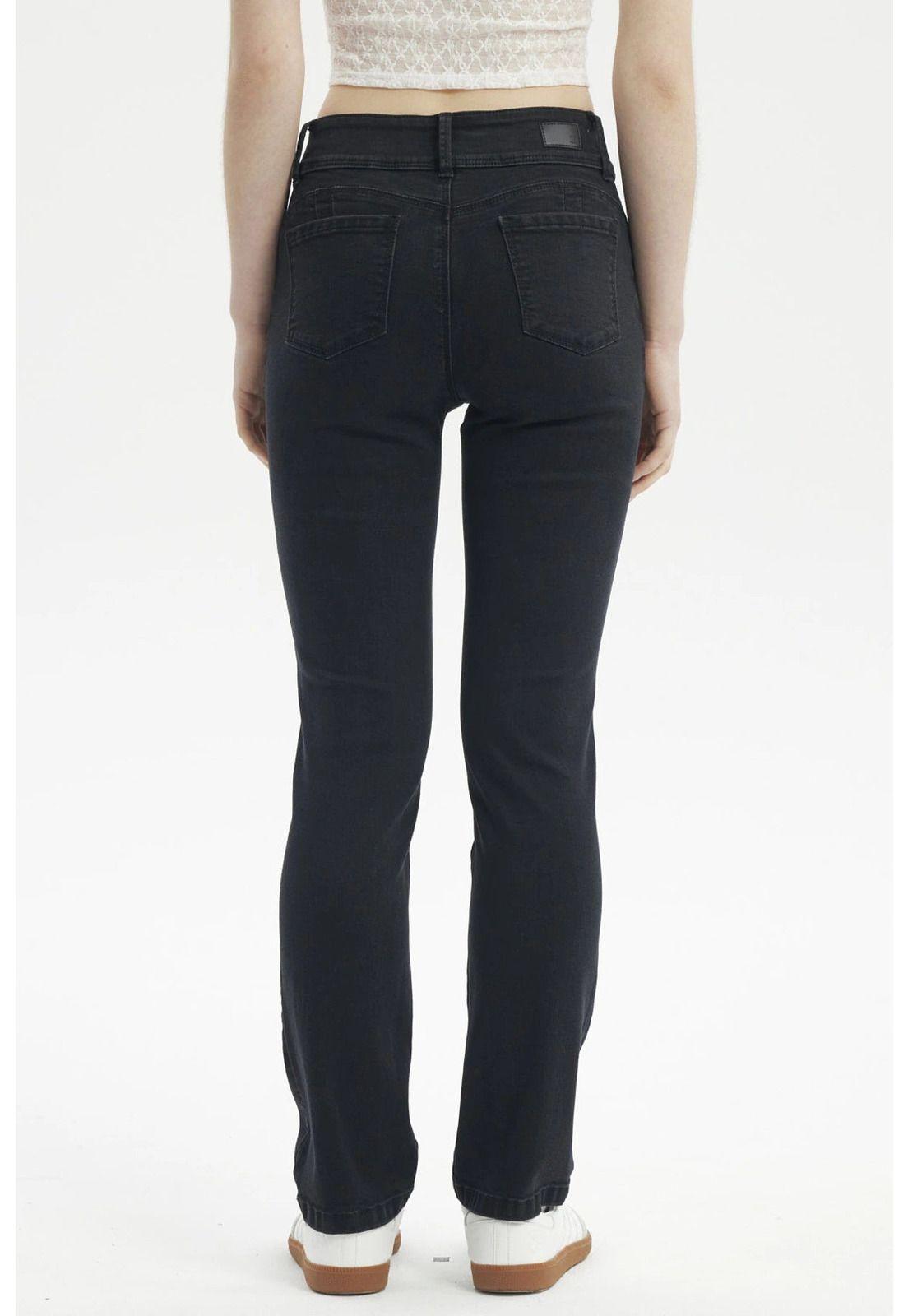 Jeans Mujer Flo Calce Recto Negro - ll-2