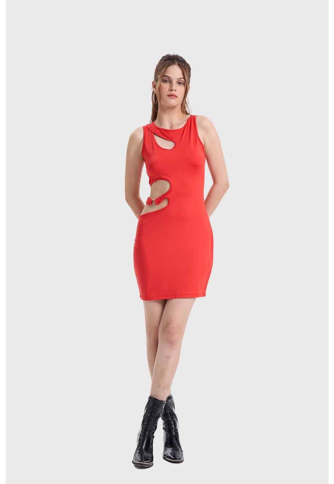 Vestido Mujer Cut Out Rojo-3