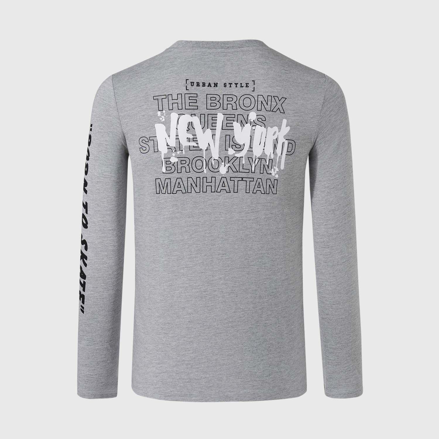 Polera Niño Print Gris Melange I Fashion's Park-1