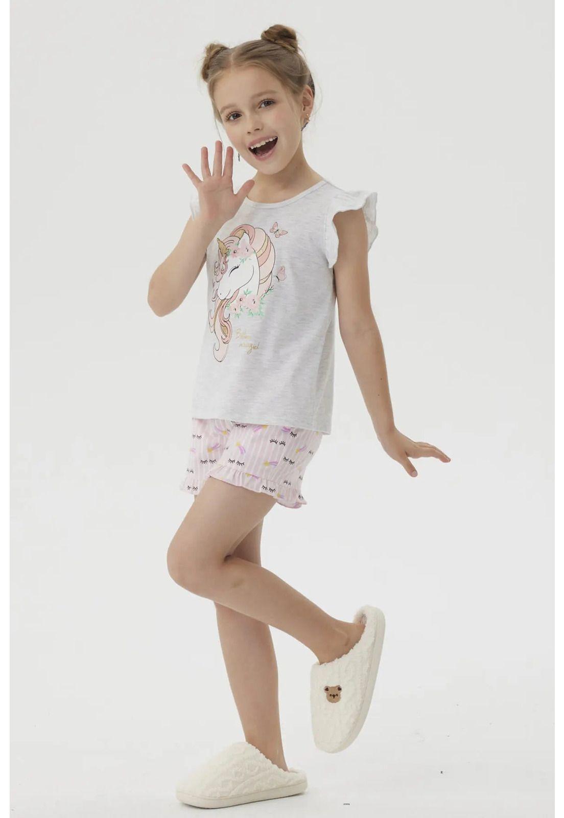 Pijama Niña Short Print Gris Melange-3