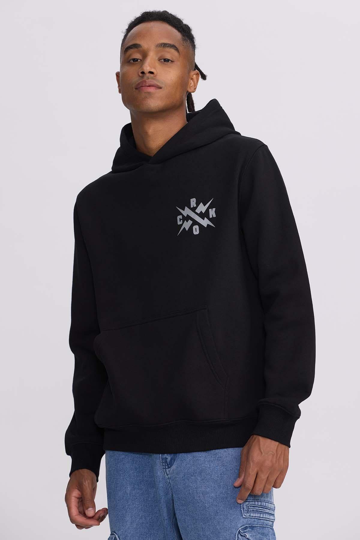 Polerón Hombre Hoodie Doble Print Negro II-1
