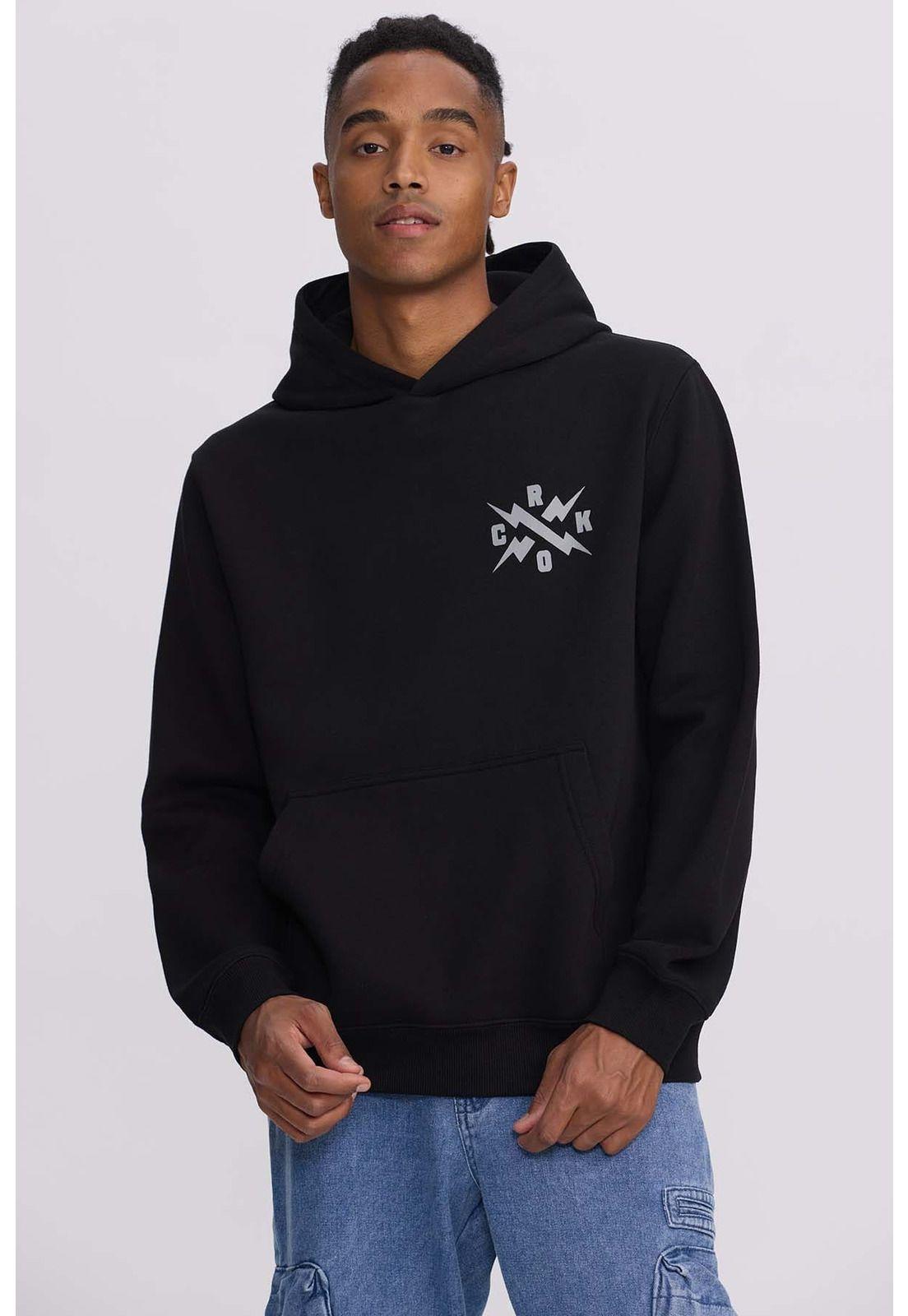 Polerón Hombre Hoodie Doble Print Negro-0