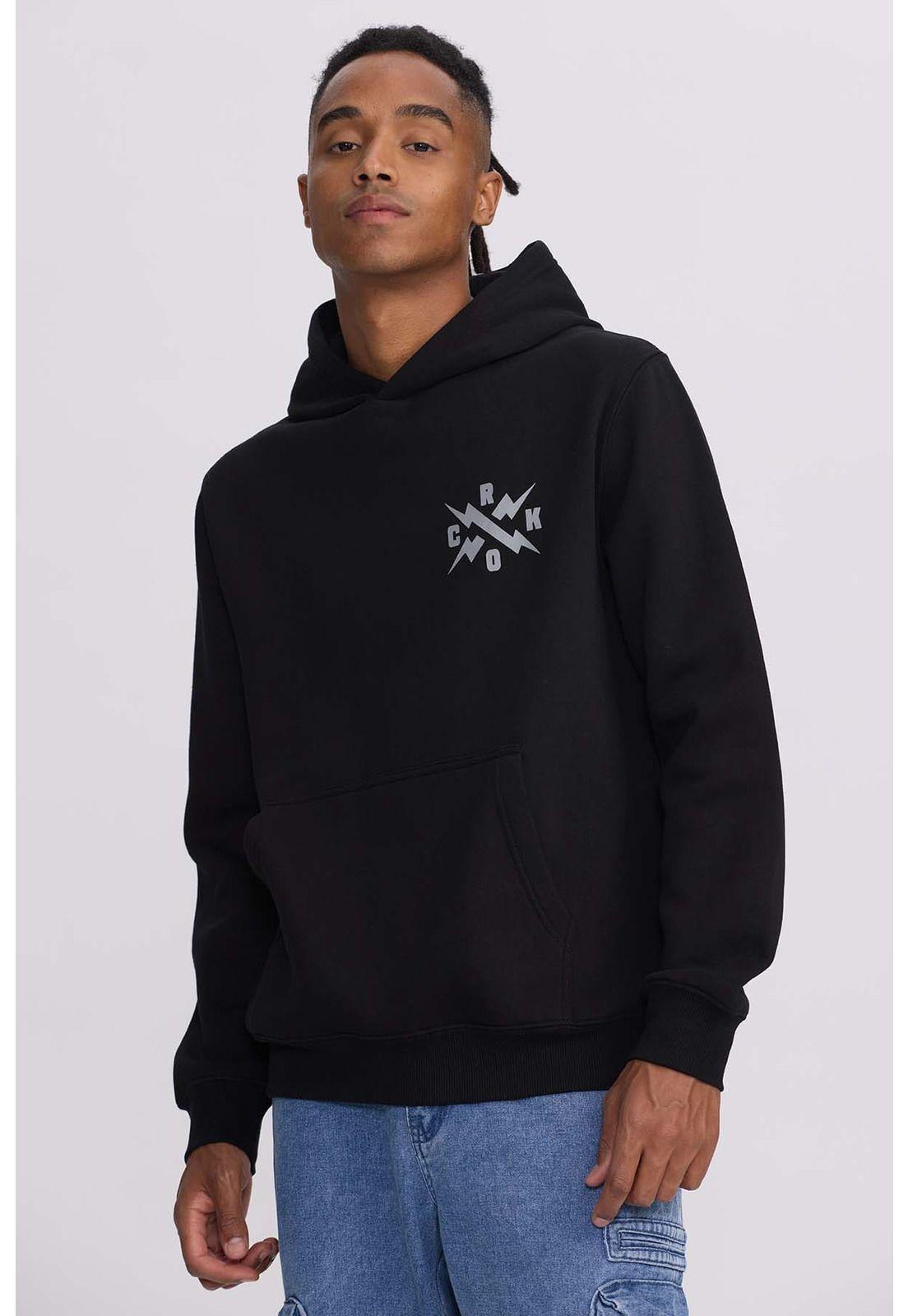 Polerón Hombre Hoodie Doble Print Negro-1