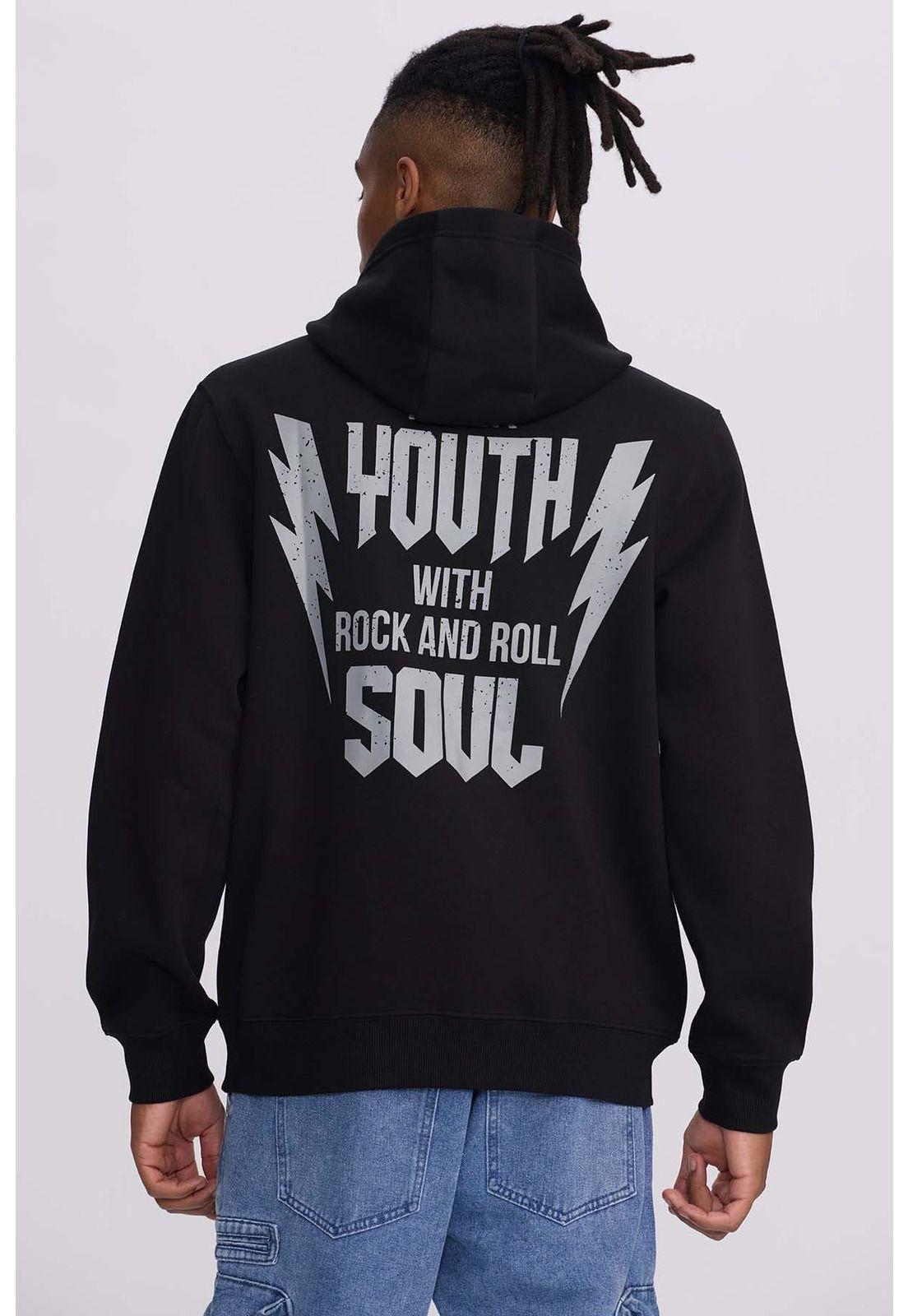 Polerón Hombre Hoodie Doble Print Negro-2