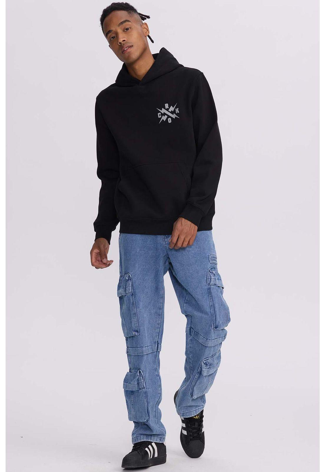 Polerón Hombre Hoodie Doble Print Negro-3