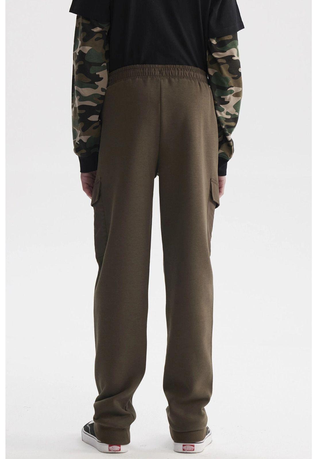 Pantalón Buzo Niño Jogger Cargo Verde Militar-2