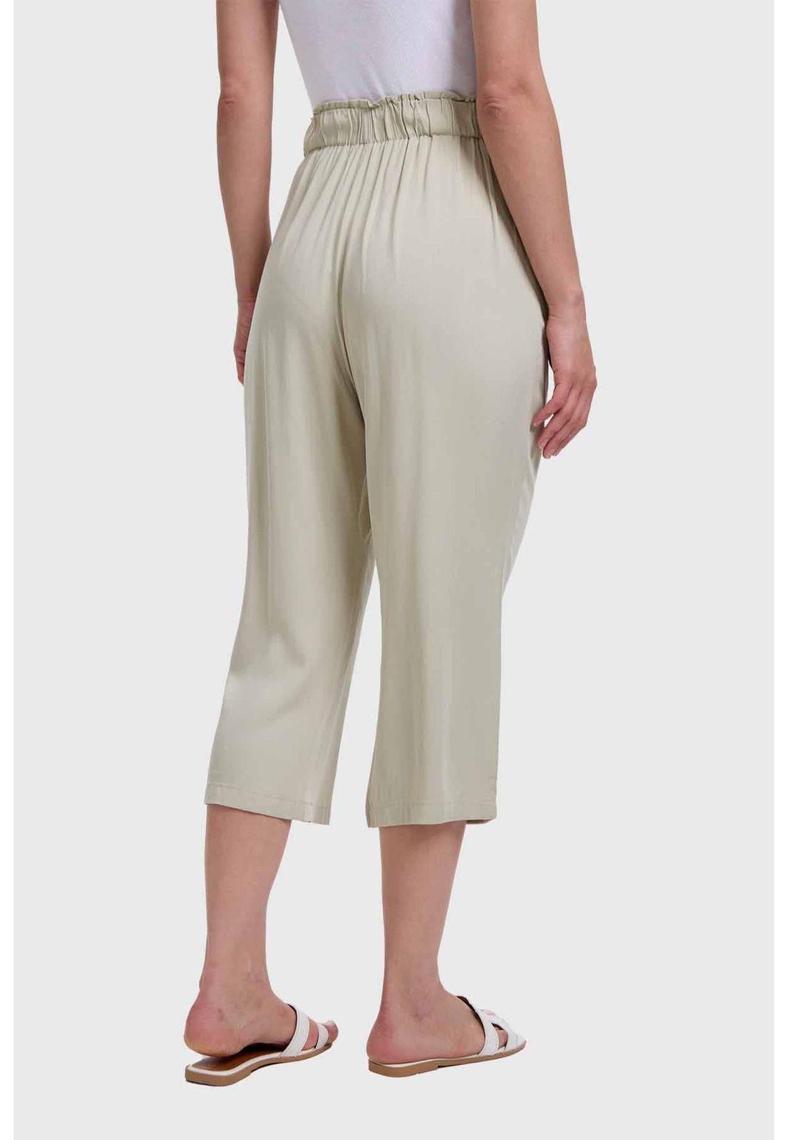 Pantalón Mujer Sastrero Con Cinturón Caqui-3