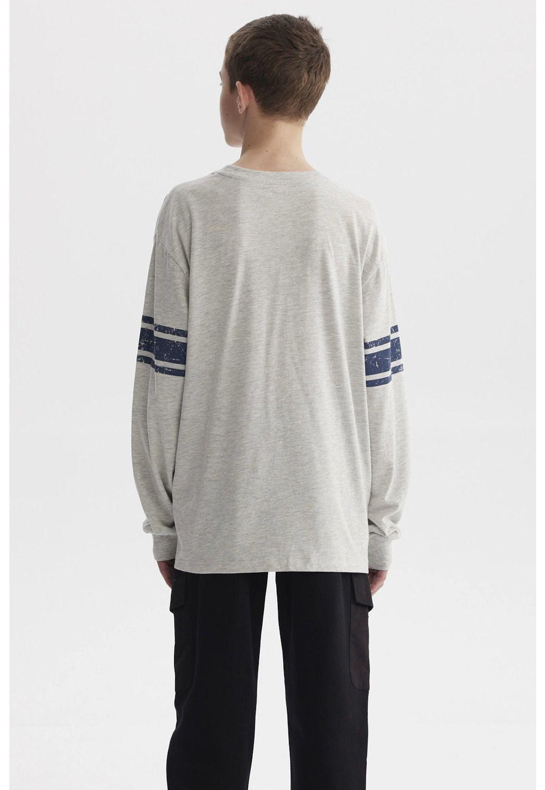 Polera Niño College Con Franjas Gris Melange-1