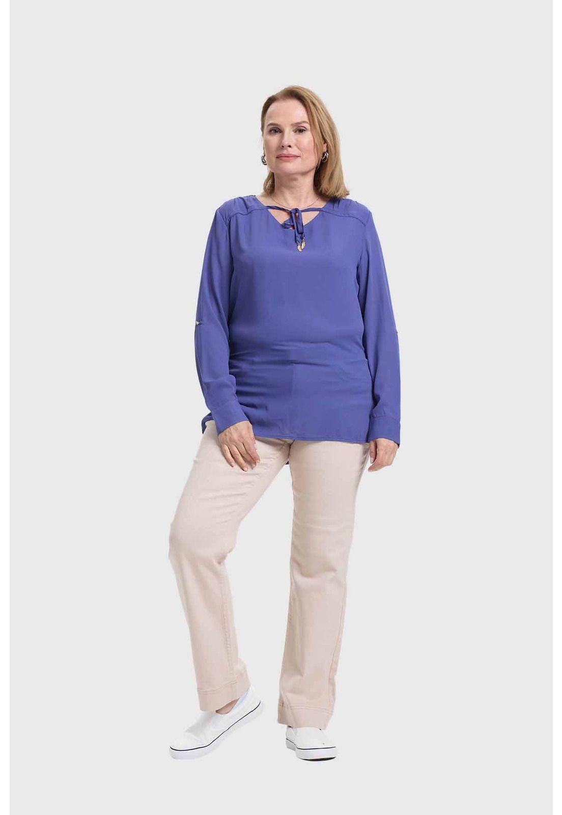 Blusa Mujer Crep Estampada Azul-3