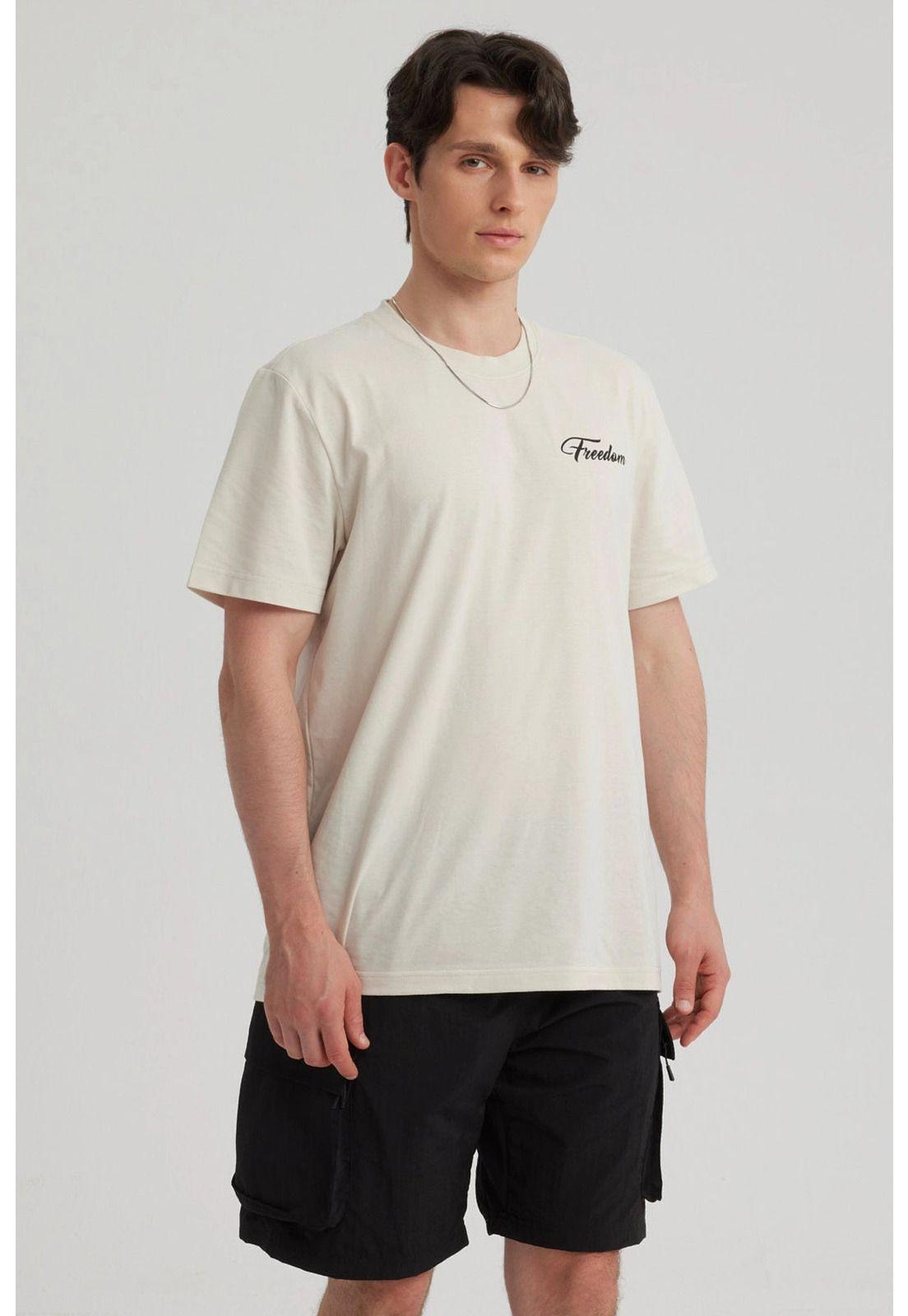 Polera Hombre Print Beach Crema-3