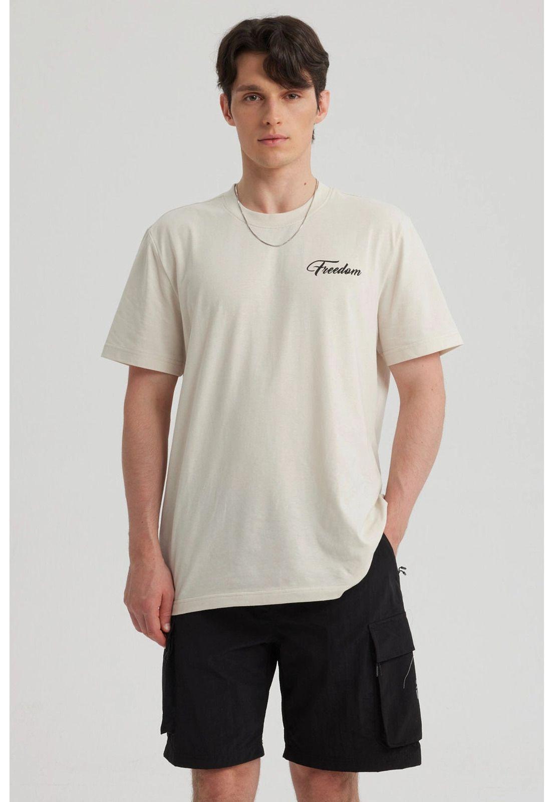 Polera Hombre Print Beach Crema-4