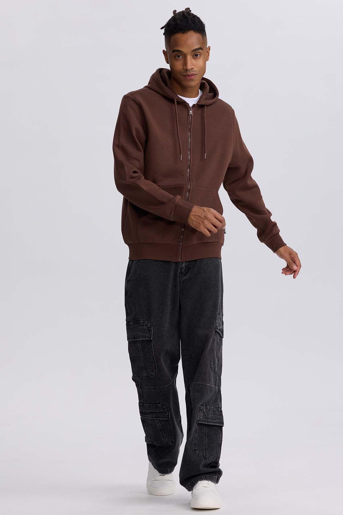 Polerón Hombre Full Zipper Chocolate-3