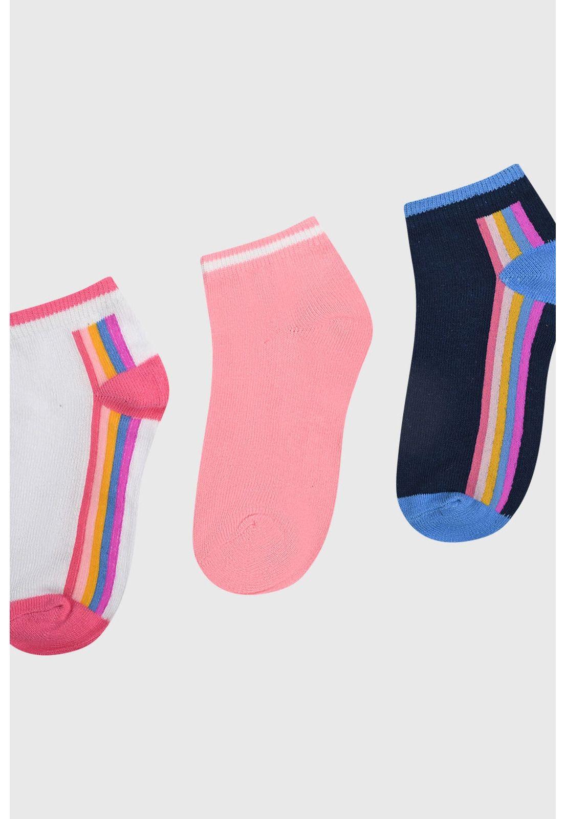 Calceta Deportiva Niña Tripack Azul-1