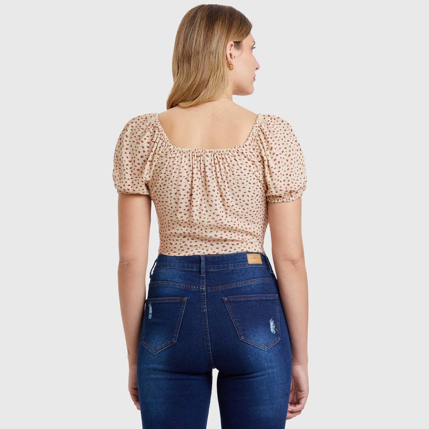 Blusa Recogido Escote Nude Mujer-2
